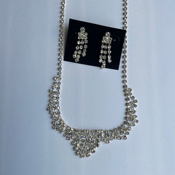 Rhinestone Necklace collar & Earrings Set crystal - Picture 13 of 16